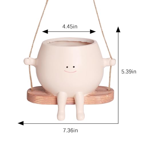 Large Swinging Smiley Face Planter Pot Hanging Flower Planters for Indoor and Outdoor Plants, Funny Succulent Pots for String of Pearls Plant Live- Ideal Gifts for Mother's Day and Christmas - size: Large
