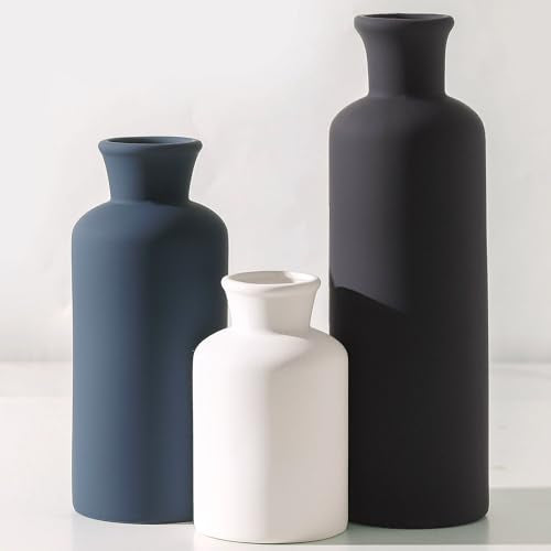 Ceramic Vase Set of 3, Neutral Modern Vases Home Decor Boho Vases Farmhouse Decor Flowers Pampas Vase for Table Mantel Entryway Shelf Living Room Kitchen Bathroom - Mutlicolor - color: 007-multicolor Modern