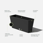 Veradek Midori Long Trough Planter (Black, 31 inch - 2 Pack with 2 Saucer Trays) - color: Black, size: 31 inch - 2 pack with saucers