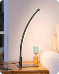 EDISHINE Curved LED Table Lamp, Modern Bedside Lamp with 3 Color Temperature & Stepless Dimming, Aluminum & Iron, Nightstand Lamp for Bedroom, Living Room, Black - color: Black