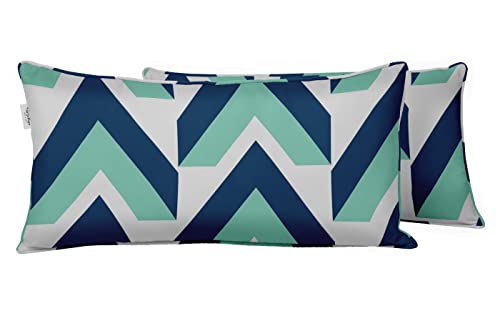 Indoor/Outdoor Polyester Fabric Lumbar Pillow Cover, All-Weather Waterproof Rectangular Cushion Case for Patio Furniture, 12 x 18 Set of 2 - Abstracts-41 - color: Royal Blue, size: 18" x 12" (Pack of 2)