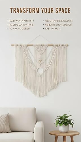 Large Macrame Wall Hanging Macrame Wall Decor Tapestry For Headboard Bedroom Livingroom Boho Fiber Home Art (White-C) - color: White-C