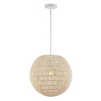 JONATHAN Y 15.75" Cream/White 1-Light Modern Bohemian Woven LED Pendant Light, Adjustable Hanging Ceiling Lamp for Kitchen Island Dining Room, Paper Wicker Shade, Bulb Included (JYL6503B) - color: Cream