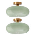 Mid Century Ceiling Light Milk Glass Ceiling Light fixtures Round Dome Shade Gold Brass Modern Semi Flush Mount Ceiling Light, Milk Green Ceiling Lamp for Hallway Dining Room Kitchen - color: Flush Milk Green 2