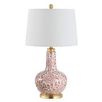 Safavieh Lighting Collection Leia Red Floral Chinoiserie Ceramic 26-inch Bedroom Living Room Home Office Desk Nightstand Table Lamp (LED Bulb Included) - color: Red