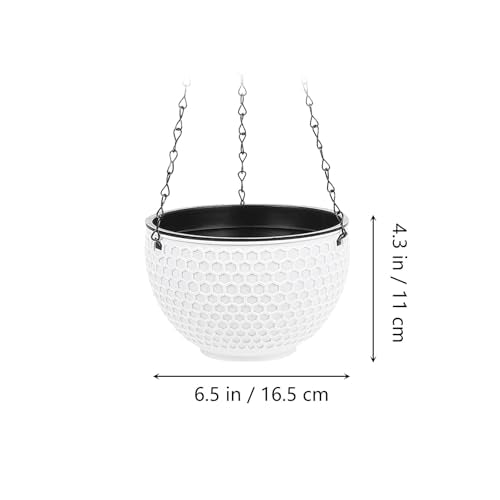 Hemoton 6.5 Inch Hanging Planter with Honeycomb Rattan Design Plastic Flower Pot for Indoor Outdoor Garden Balcony with Drainage Hole