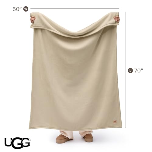 UGG Coco Throw Blanket – Home Accent Blanket for Bed & Couch, Luxury Fluffy Bedding, House Warming Gifts or Luxurious Birthday Gifts for Women, 50" x 70", Beige Mustard Seed - color: Beige