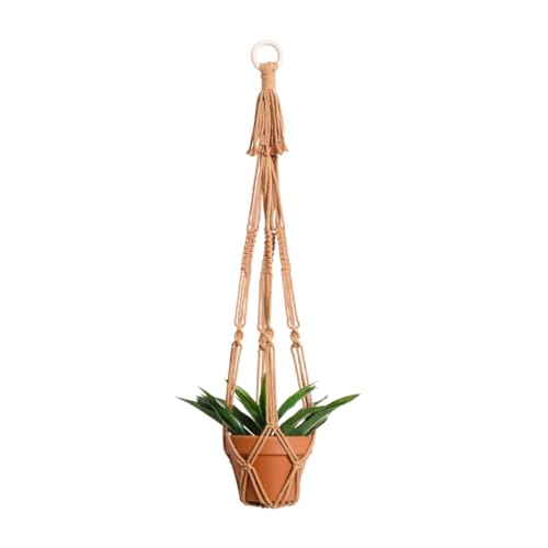 Artilady Plant Hanger Indoor Macrame Hanging Planters for Plants Holder Boho Brown Basket No Tassels Farmhouse Rustic Window Wall Decor (Brown Planter-1pcs) - color: Brown Planter-1pcs