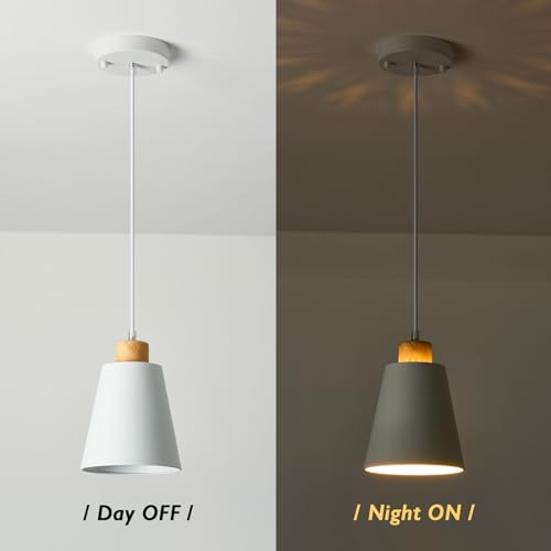 White Pendant Light Kitchen Island Wood Pendant Lighting Mini Modern Hanging Light Small Pendant Light Fixture for Dining Room,Bar,Bedroom,Adjustable Cord,5.94 inch,1 PCS - color: White 1 PACK