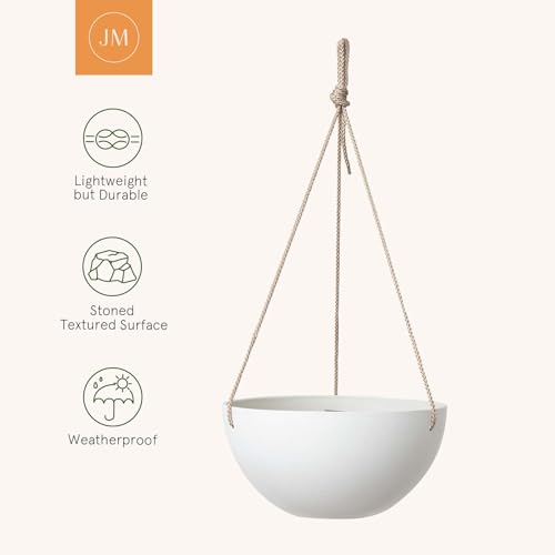 LA Jolie Muse Hanging Planter - 9.84 Inch Hanging Planters for Indoor Plants, Hanging Pots for Plants Indoor Outdoor, Set of 2, White - color: White, size: 9.84 Inch