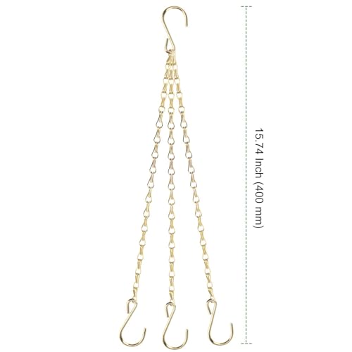 PINGEUI 8 Pack Gold Hanging Baskets Chains, 16 Inch Heavy Duty Metal Hanging Basket Chain Decorative Chains with S Hook, Plant Hanger Indoor Outdoor Replacement Hanging Chains