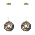 Modern Smoke Gray Concave Glass Pendant Light, 2-Pack Kitchen Island Lighting Single Globe Pendant Light Fixtures Century Kitchen Island Pendant Light for Bedroom Dining Room Light (Without Bulbs) - color: AX-Smoky Gray-1 Light-2PC
