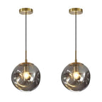 Modern Smoke Gray Concave Glass Pendant Light, 2-Pack Kitchen Island Lighting Single Globe Pendant Light Fixtures Century Kitchen Island Pendant Light for Bedroom Dining Room Light (Without Bulbs) - color: AX-Smoky Gray-1 Light-2PC