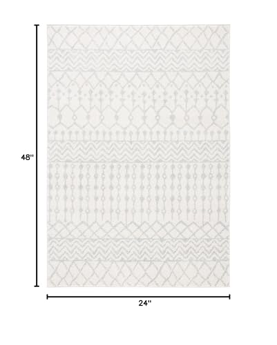 SAFAVIEH Tulum Collection Accent Rug - 2' x 4', Ivory & Light Grey, Moroccan Boho Distressed Design, Non-Shedding & Easy to Clean, Ideal for Front Door, Kitchen, Entryway, Foyer (TUL270D) - color: Ivory/Light Grey, size: 2' x 4' (Rectangular)
