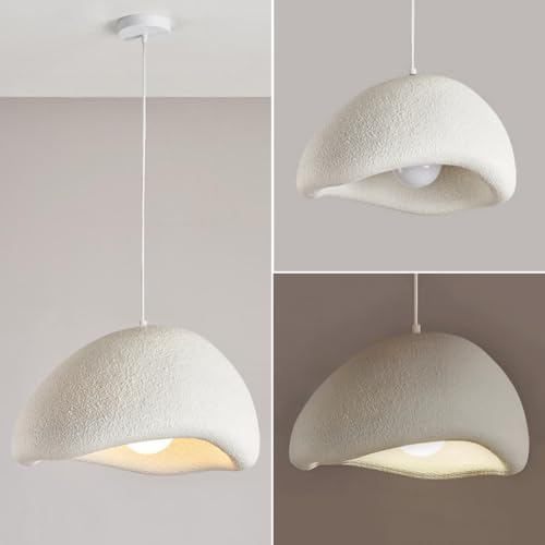 Scandinavian Pendant Lights Kitchen Island White Concrete Cement Look Pendant Light Dome Hanging Lamp Wabi Sabi Chandelier - Medium - color: White, size: Medium 15.7”
