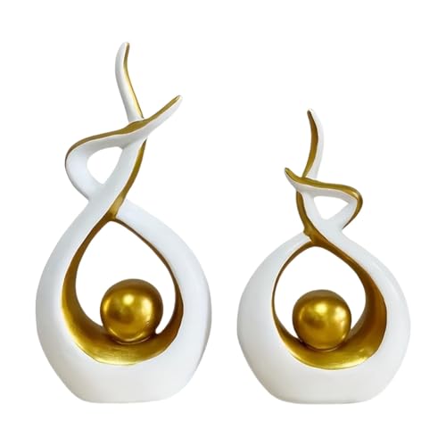 Baoblaze 2 Pieces Abstract Art Sculpture,Home Decor Luxury Elegant Unique Modern Decorative for Dining Room Office Housewarming Gift, Gold