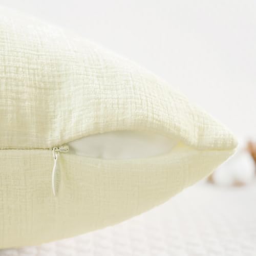 CaliTime Throw Pillow Covers Decorative 16 X 16 Inches Pack of 2 Cozy Chenille Cushion Cases for Couch Sofa Bed Living Room Home Beige - color: Beige, size: 16" x 16" (Pack of 2)