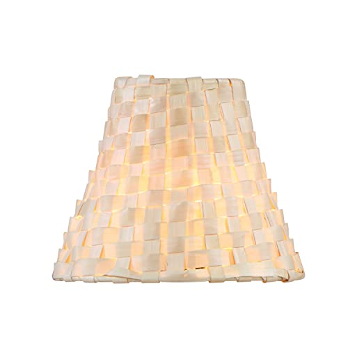Aspen Creative 51002 Empire Clip On Chandelier Natural Palm Leaf Lamp Shade, 3" Top x 6" Bottom x 4-3/4" Slant Height - color: Palm Leaf