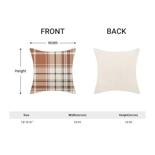 Autumn Pillow Covers 18x18 Inch Set of 2, Fall Thanksgiving Harvest Outdoor Decorative Throw Pillowcase Light Brown White Plaids Cushion Cover for Sofa Couch Farmhouse Living Room Bed Decor - color: Icv 12, size: 18" x 18" (Pack of 2)