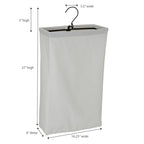 Household Essentials Door Hanging Laundry Bag in Washable Canvas with Loop Handle, White with Black Trim - color: White/Black