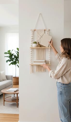 Large Macrame Wall Hanging Macrame Wall Decor Tapestry For Headboard Bedroom Livingroom Boho Fiber Home Art (White-A) - color: White-A