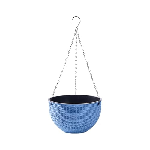Rattan Styles Hanging Planter Flower Pots Hanging Basket for Indoor Outdoor Plant Home Garden Balcony Decoration - color: Blue