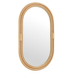 Modway Corsica Oval Rattan Wall Mirror in Natural with Natural Frame – Boho Coastal Hanging Accent Mirror for Bathroom, Bedroom, or Entryway