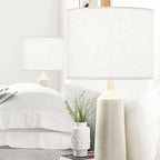 GO&SO White Textured Drum lampshade Medium Lamp Shade 13" Top x 13" Bottom x 10" High (Spider) Modern Linen Lamp Shades for Table Lamp Bedside Lamp Natural Linen Replacement Assembly is Required - color: White-Texture, size: 13*13*10 inch-1 Pack