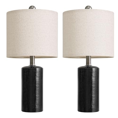 G-SAFAVA 20.5" Small Table Lamps for Living Room Lamp Set of 2 Ceramic Lamps for Bedroom Bedside Lamps Modern Boho Lamps for Night Stands Farmhouse Nightstand Lamp Side End Table Lamp, Black - color: Black