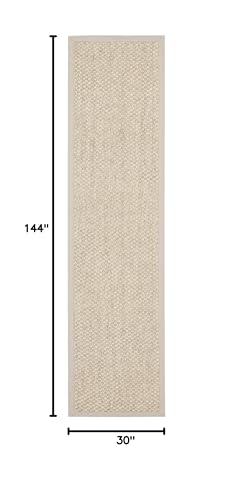 SAFAVIEH Natural Fiber Collection Runner Rug - 2'6" x 12', Marble, Sisal, Woven Design with Border (NF525C) - color: Marble, size: 2'6" x 12' (Runner)