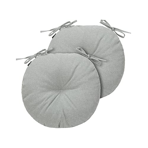 Bistro Chair Cushions 15 inch,Set of 2,Tufted Round Chair Cushions with Ties,15"x15"x4",Water Resistant Round Seat Cushion for Barstool Chairs,Patio Garden Kitchen Outdoor Furniture(Light Gray) - color: Light Gray, size: 15"x15"