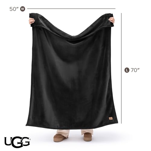 UGG Coco Throw Blanket – Soft & Cozy Plush Blanket for Couch, Perfect for Home Decor, House Warming Gifts or Luxurious Birthday Gifts for Women, 50" x 70", Black Ink - color: Black