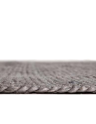 Unique Loom Braided Jute Collection Area Rug - Dhaka (1' 2" x 6' 1" Table Runner, Gray) - color: Grey, size: 1'2" x 6'1" (Table Runner)