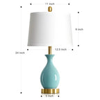 24" Aqua Blue Ceramic Table Lamps Set of 2, Modern Classic Bedside Lamps for Bedroom Nightstand, Small Table Lamp for Living Room End Table (2 LED Bulbs Included) - color: Aqua Blue - 24"H
