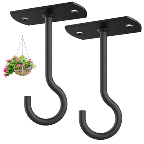 Ceiling Hooks for Hanging Plants,2Pack 4in for Plants,Lights,Planters,Lanterns,Hanging Bird Feeders,Wind Chimes,Indoor&Outdoor Decoration Black - color: Black, size: 4In 2Pack