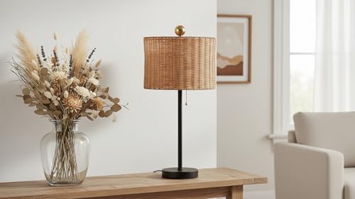 Aspen Creative 31604, Drum Spider Lamp Shade, Natural Rattan, 12" Top x 12" Bottom x 9" Height - color: Rattan