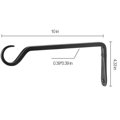 10 inch Plant Hanger, Sturdy Hanging Plant Bracket Outdoor, Hanging Plant Wall Hook Heavy Duty, for Hanging Bird Feeders, Planters, Lanterns, Wind Chimes, Indoor/Outdoor Use, Black, Set of 2 - color: Black, size: 10in-2-Black