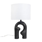 Modern Abstract Sculptural Table Lamp with Drum Shade, Black and White - color: Black