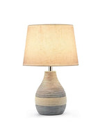 UMEXUS 13” Small Ceramic Cordless Table Lamp with Timer, Dimmer, Linen Shade, Remote Control, Rechargeable Battery Light for Patio Nightstand Kitchen Counter Living Room Side Table, Bulb Included - size: Small-13"H-Rope accent design