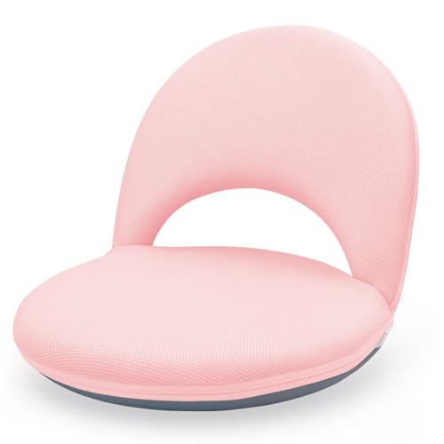 Floor Chair Floor Cushion Folding Padded Gaming Chair Adjustable 5-Position Floor Seat with Back Support for Kids Adult Great for Gaming Reading Meditating - color: Pink