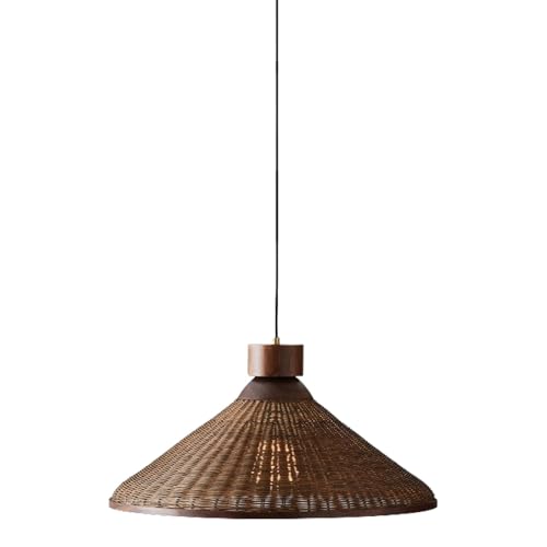 Rattan Woven Pendant Hanging Lighting,Vintage Ceiling Light Bamboo Chandelier for Living Room Bedroom Restaurant Cafe Teahouse Bar Dining Room