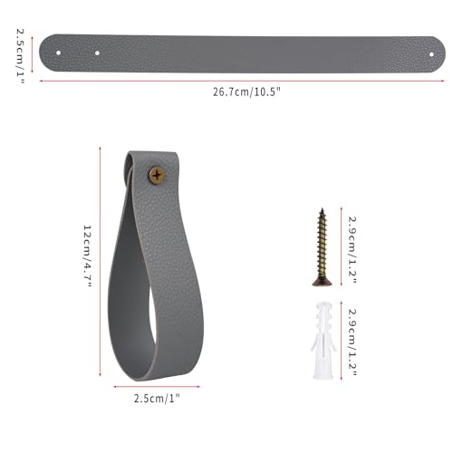 Curtain Rod Holders, 8 Pack Leather Curtain Rod Brackets with Screws,PU Curtain Rod Hangers,Leather Straps Hooks for Wall Pole Macrame Boho Art Décor, Gray - color: Gray