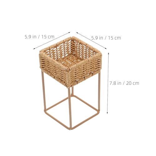 COLLBATH Plant Stand, Plant Basket Indoor, Small, Cute Planter Holder with Legs, Boho Style Flowers Display Rack Standing Floor Stool Shelf for Pot - size: 20.00X15.00X15.00CM