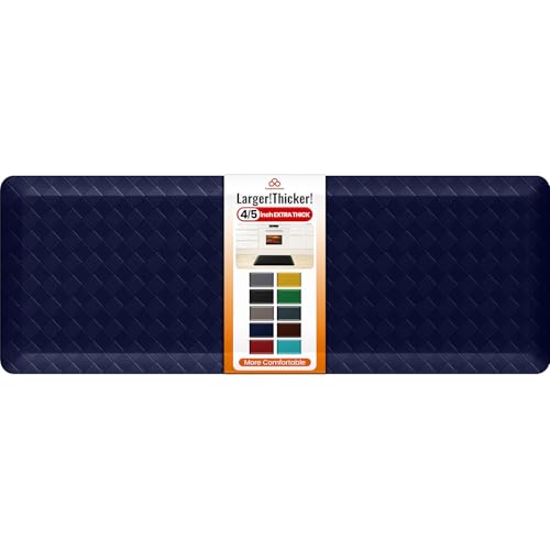 4/5 Inch Extra Thick Kitchen Mats for Floor,Non Slip Anti Fatigue Kitchen Rugs,Waterproof Stain Resistant Sink Mat,Cushioned Standing and Comfort Mats for Office (17"x47" Blue) - color: Blue, size: 47"L x 17"W x 0.8"Th