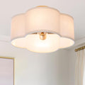 VILUXY Modern Flush Mount Ceiling Light Fixture Farmhouse White Fabric Semi Ceiling Lamps with Gold 4 Lights Drum Shade for Bedroom Dining Room Entryway Hallway Nursery - color: Off-White