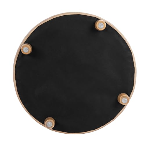HomePop 28" Button Round Storage Ottoman - Light Camel Faux Leather - color: Light Camel Faux Leather