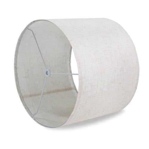 Beige Lamp Shades Set of 2, Medium Drum Lamp Shade 13"Top x 13"Bottom x 10"High(Spider), Lampshades Replacement for Table Lamps Floor Lamps, Natural Linen Hand Crafted, Easy Assembly Required - color: Beige, size: 13*13*10 inch-2 Pack