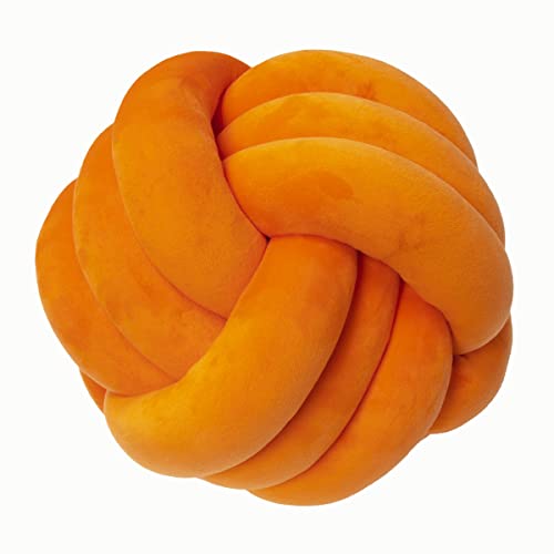Petrella Knot Pillow, 11 Inch Orange Round Velvet Throw Pillow Ball Cushion, Machine Washable Soft Decorative Accent Pillow for Couch, Sofa, Bed, Home Decor - color: A1-orange, size: 11inch