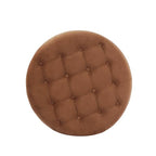 HomePop 28" Button Tufted Velvet Round Storage Ottoman - Spice Orange Velvet - color: Spice Orange
