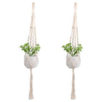Macrame Plant Hanger, Indoor Outdoor Hanging Planter Boho Home Decor, Stylish Handmade Decorative Flower Pot Holder for Living Room, Garden Use, 45 Inch, Set of 2 (Pots Not Included)